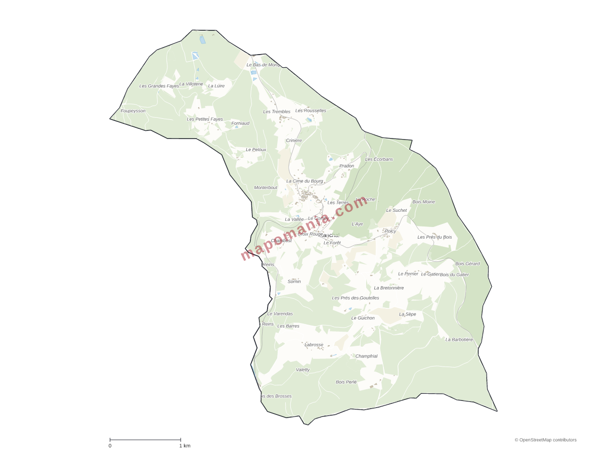 Carte de Ranchal à personnaliser