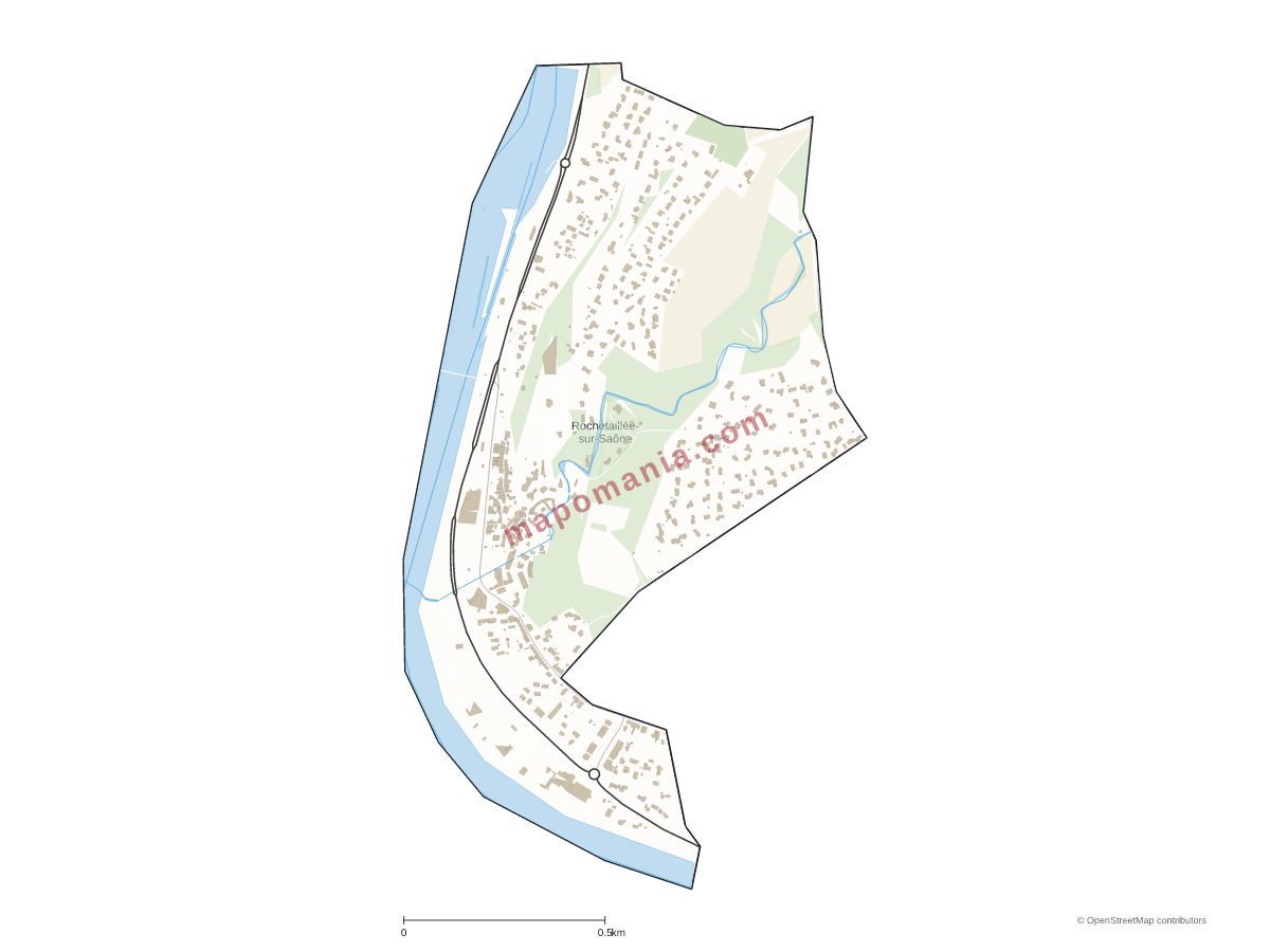 Carte de Rochetaillée-sur-Saône à personnaliser