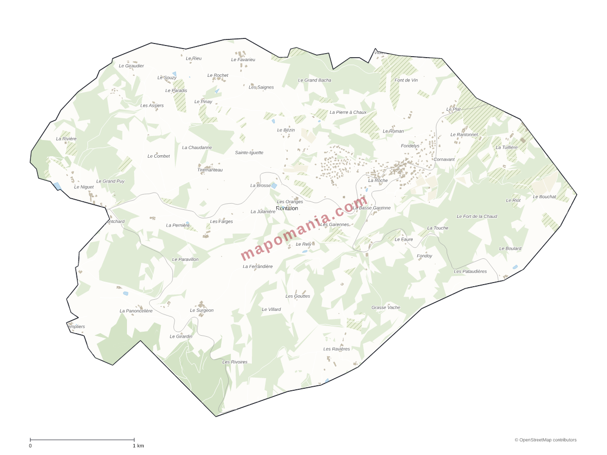 Carte de Rontalon à personnaliser