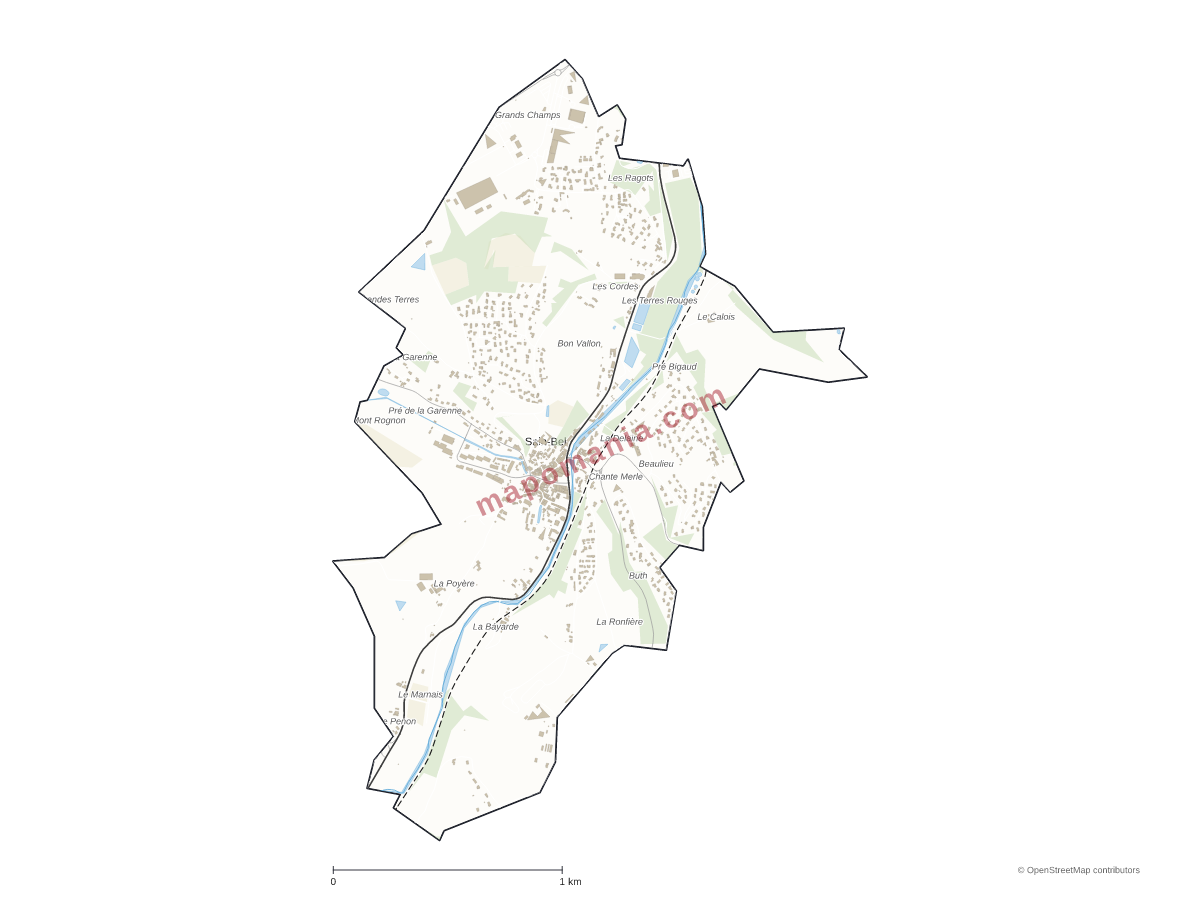 Carte de Sain-Bel à personnaliser