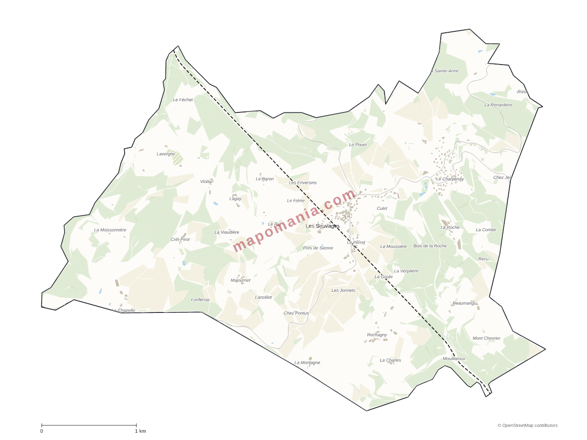Carte de Les Sauvages à personnaliser