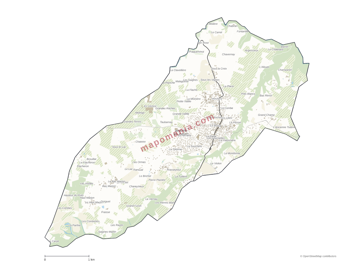 Carte de Soucieu-en-Jarrest à personnaliser