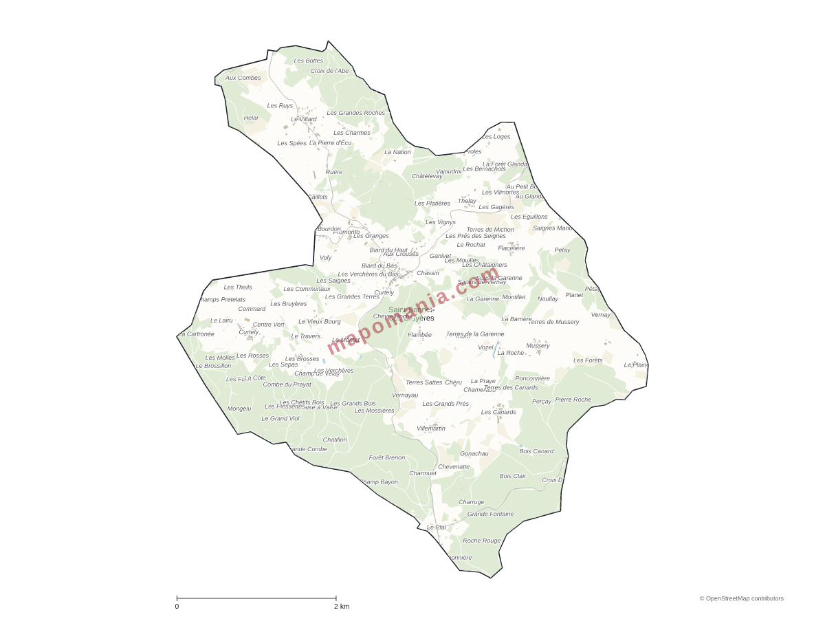 Carte de Saint-Bonnet-des-Bruyères à personnaliser