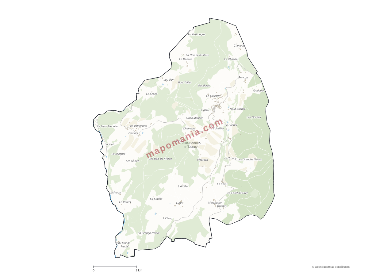 Carte de Saint-Bonnet-le-Troncy à personnaliser