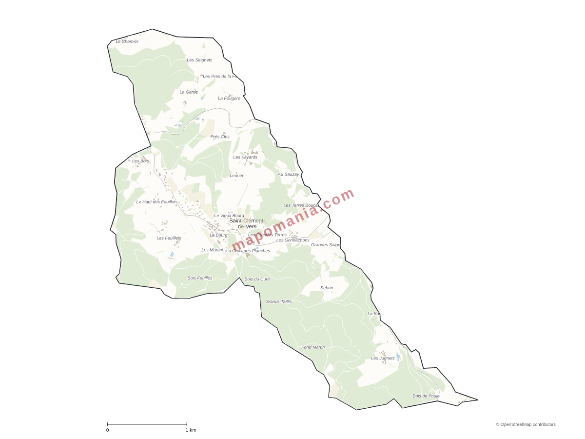 Carte de Saint-Clément-de-Vers à personnaliser
