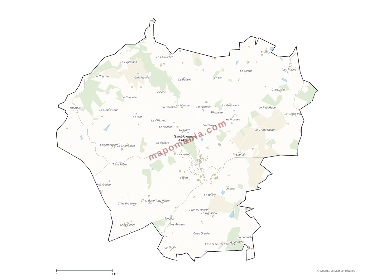 Carte de Saint-Clément-les-Places à personnaliser
