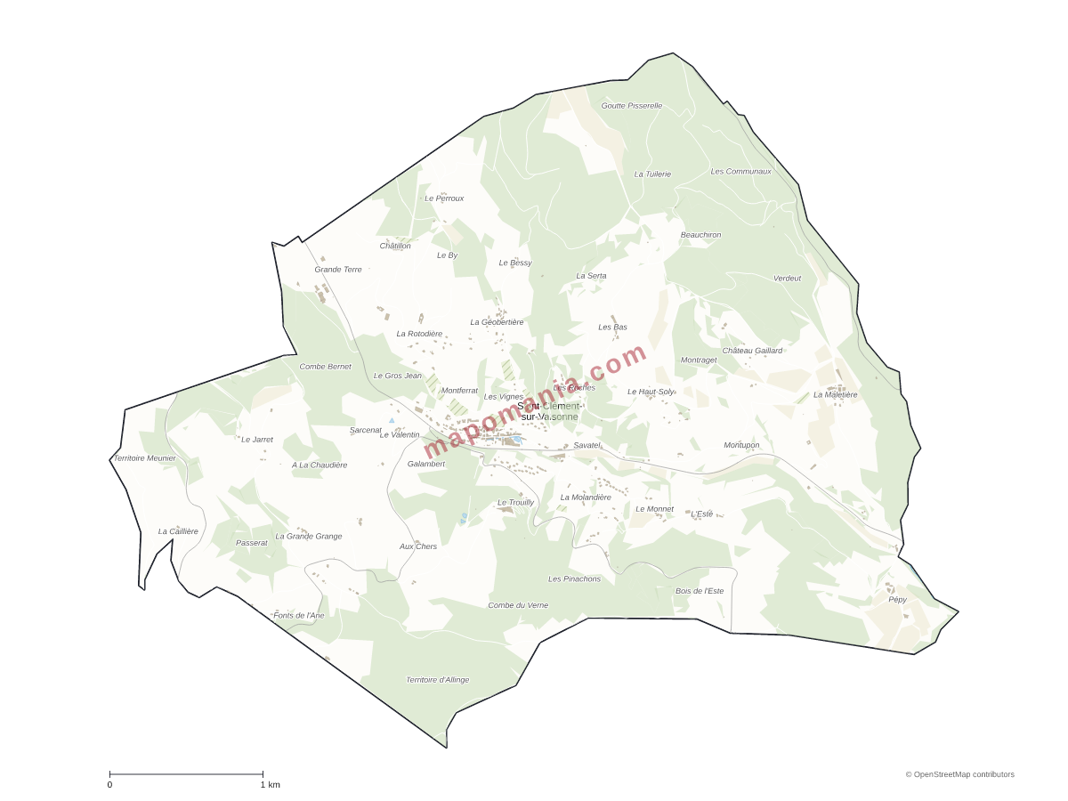 Carte de Saint-Clément-sur-Valsonne à personnaliser