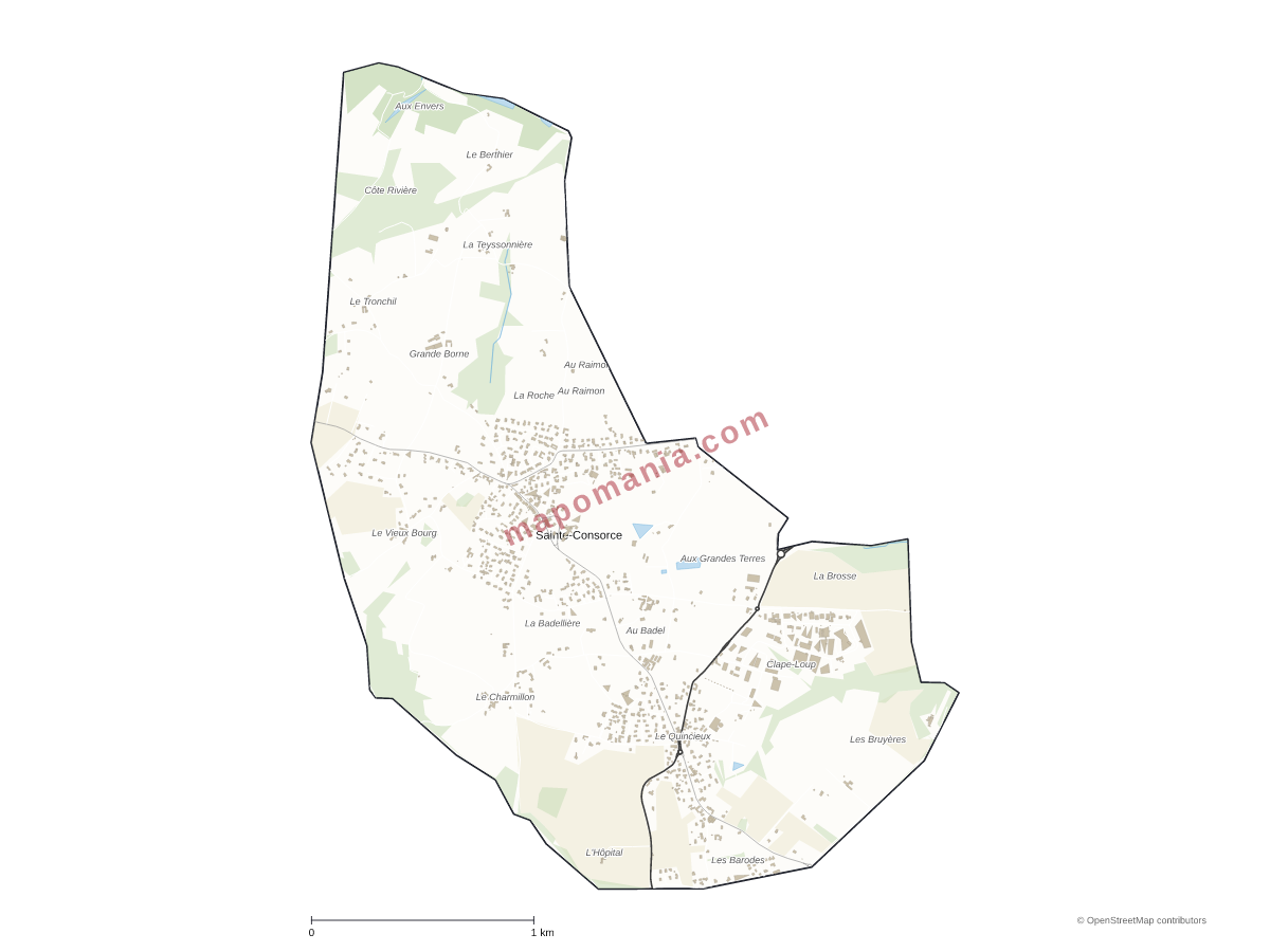 Carte de Sainte-Consorce à personnaliser