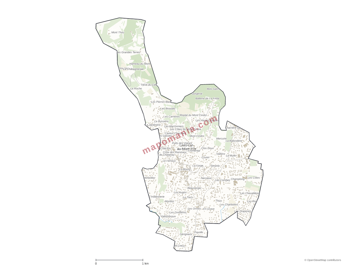 Carte de Saint-Cyr-au-Mont-d'Or à personnaliser