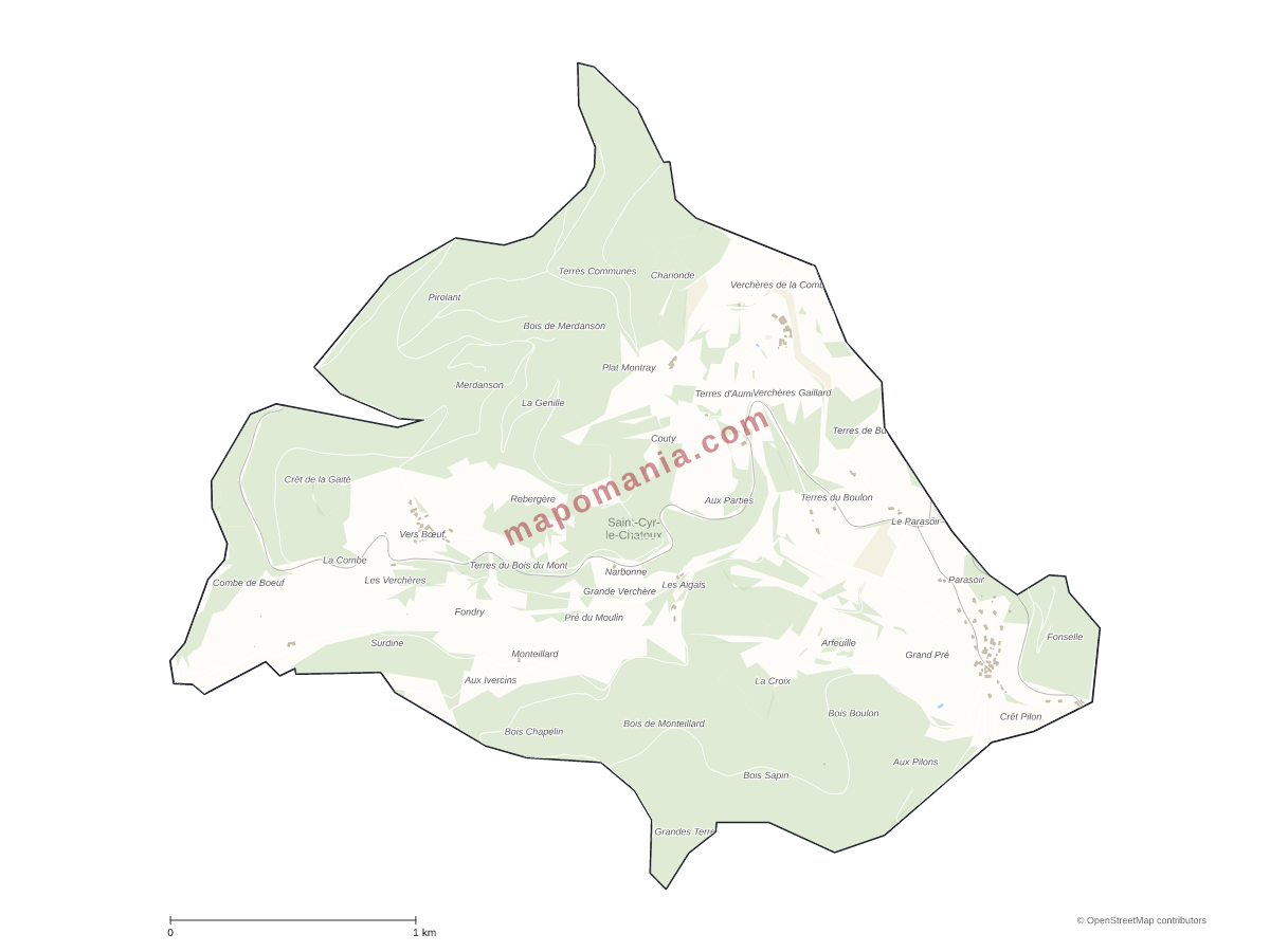 Carte de Saint-Cyr-le-Chatoux à personnaliser