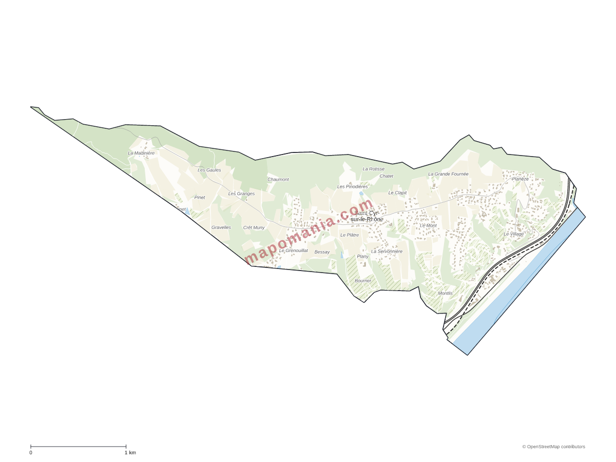 Carte de Saint-Cyr-sur-le-Rhône à personnaliser