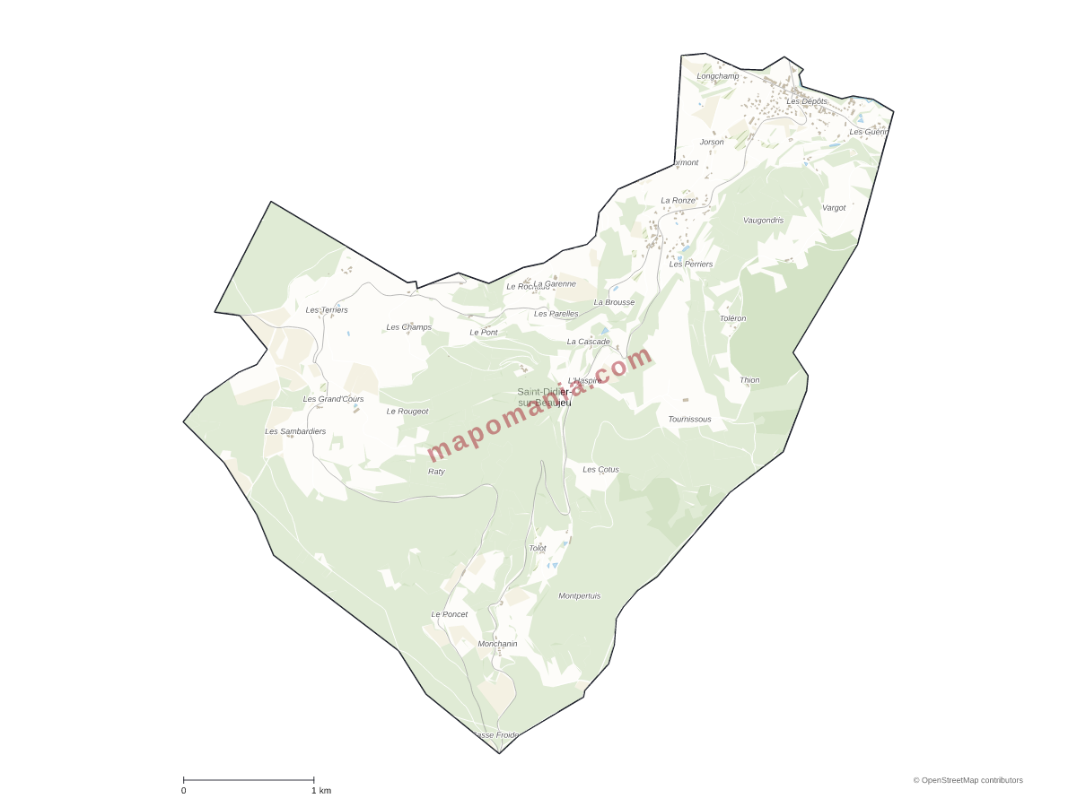 Carte de Saint-Didier-sur-Beaujeu à personnaliser
