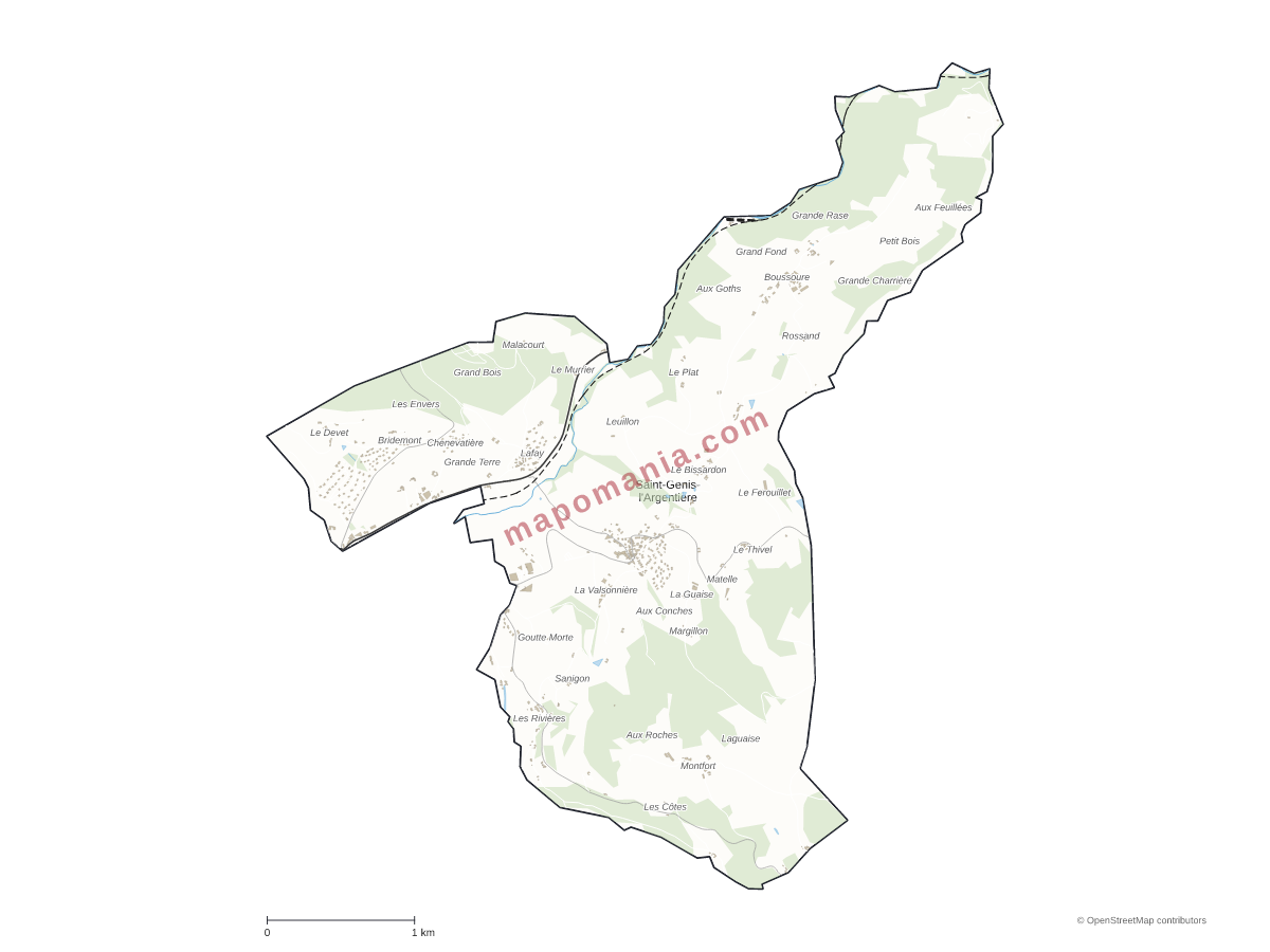 Carte de Saint-Genis-l'Argentière à personnaliser