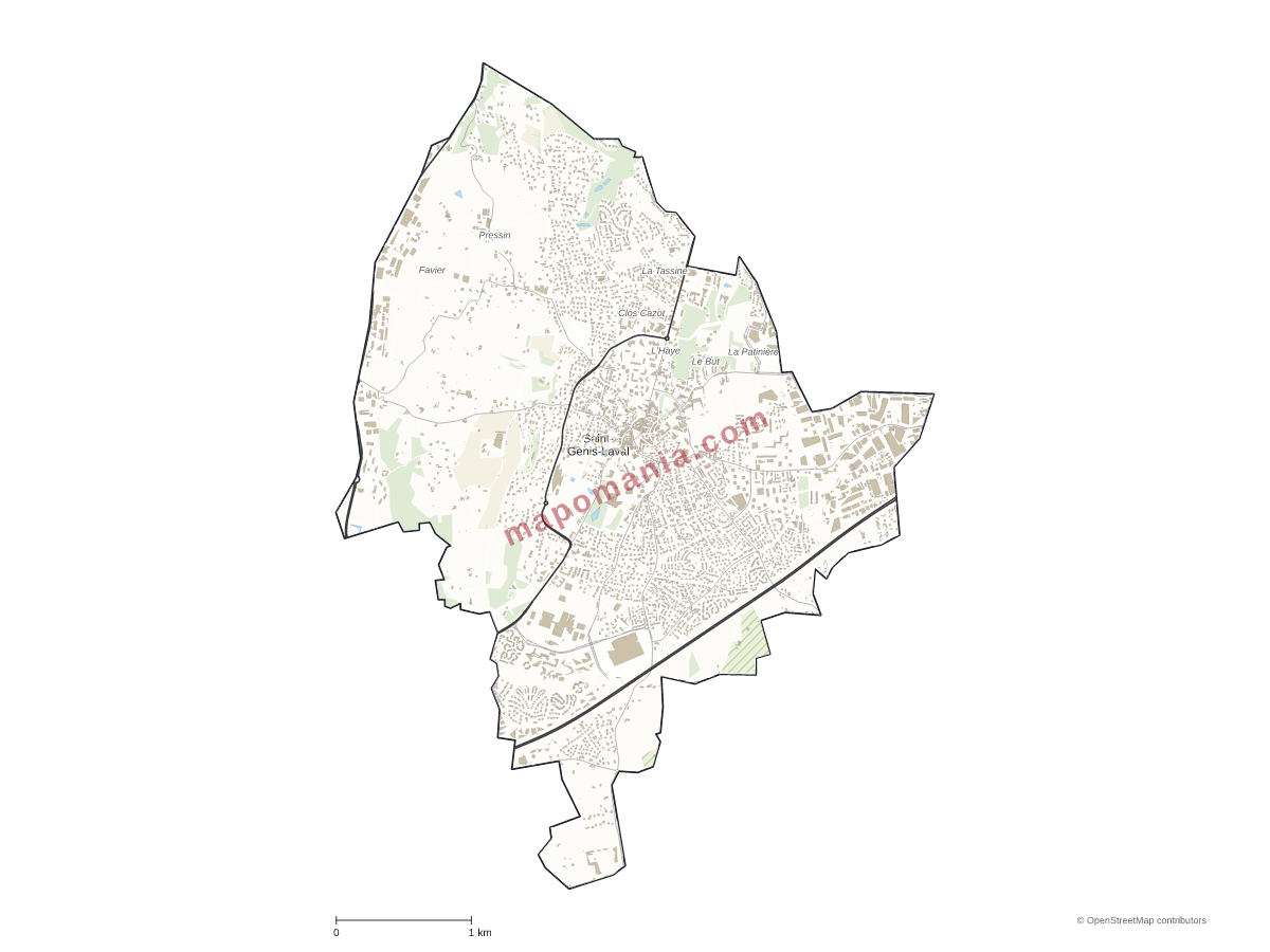 Carte de Saint-Genis-Laval à personnaliser