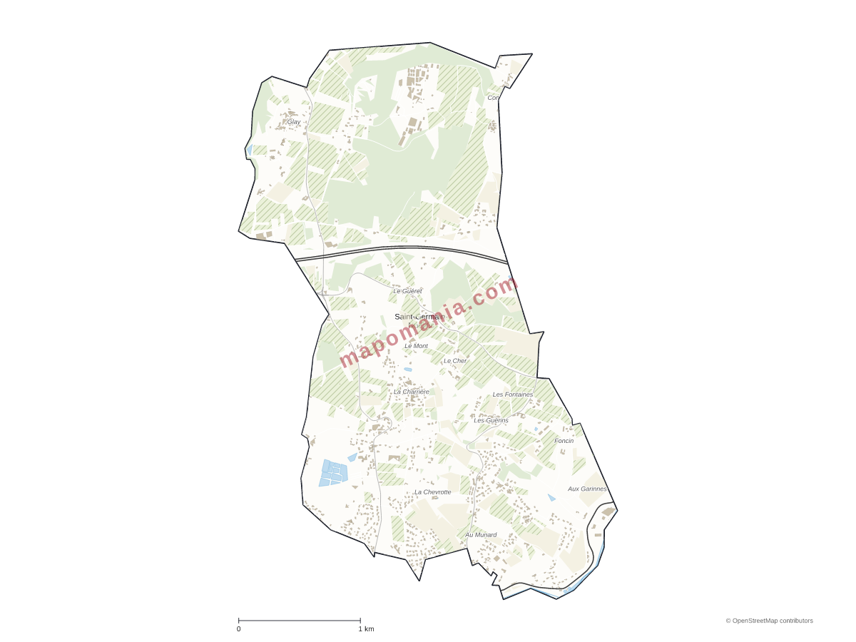 Carte de Saint-Germain-Nuelles à personnaliser