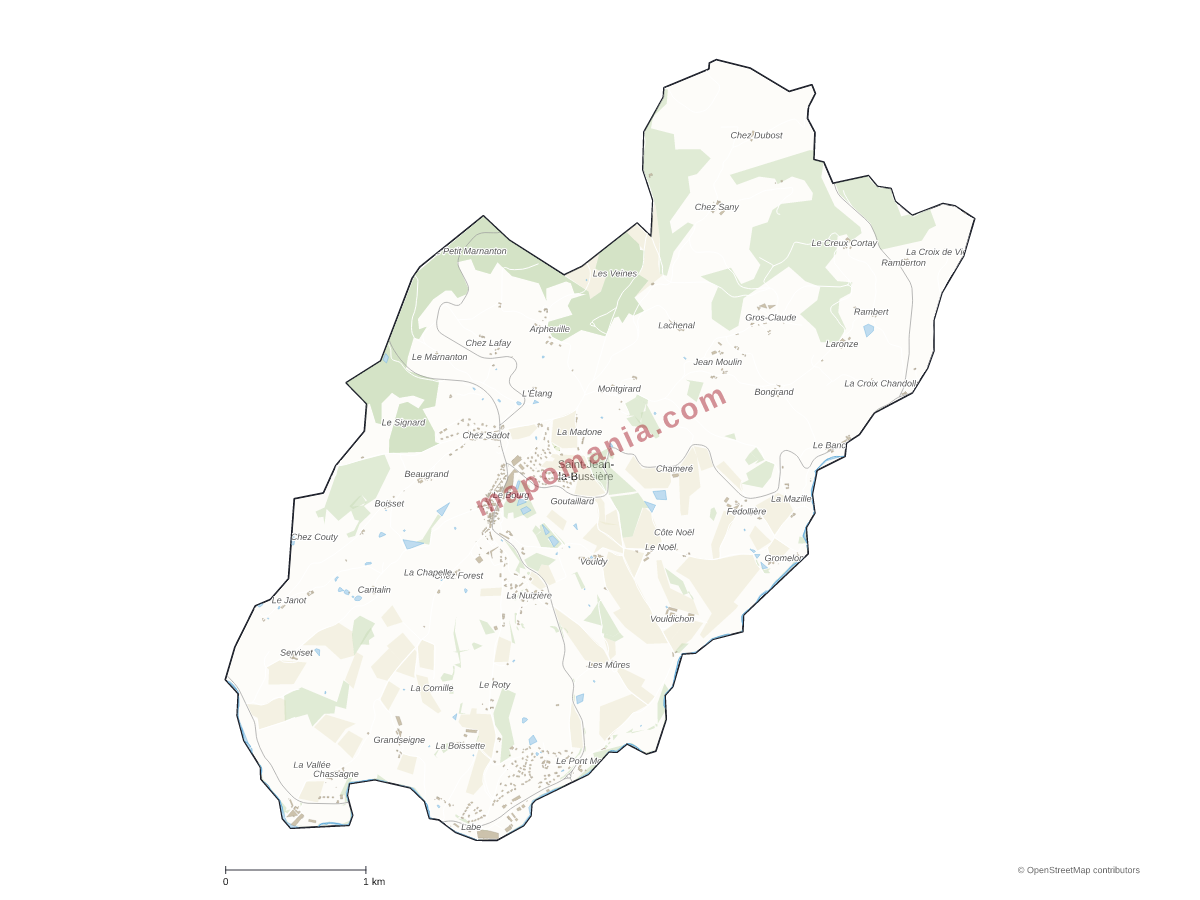 Carte de Saint-Jean-la-Bussière à personnaliser