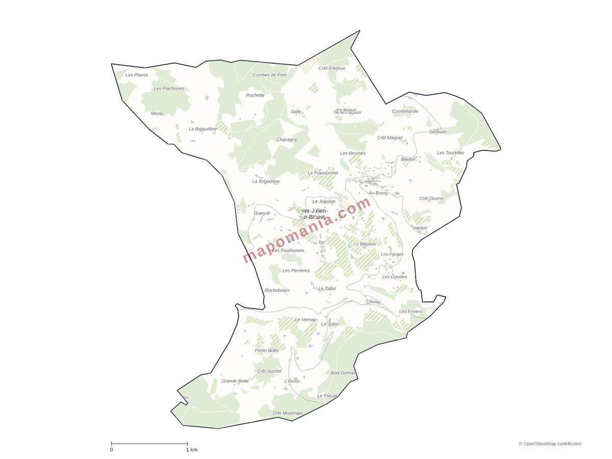 Carte de Saint-Julien-sur-Bibost à personnaliser