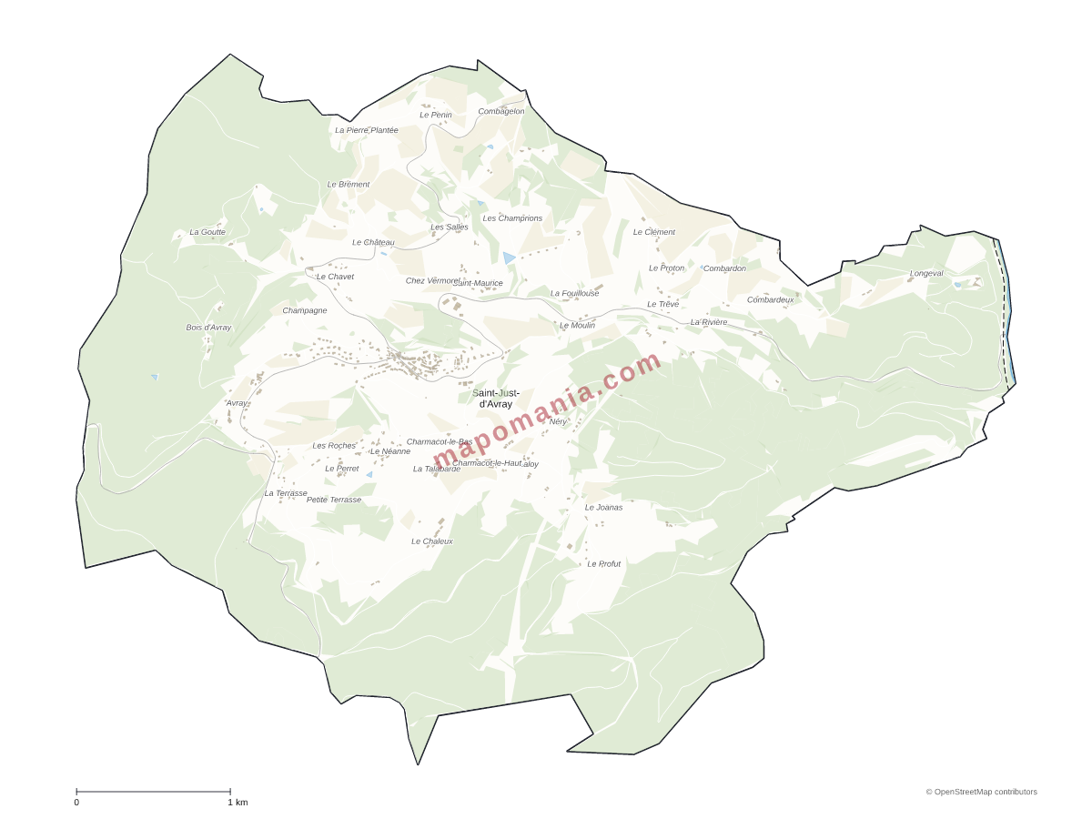 Carte de Saint-Just-d'Avray à personnaliser