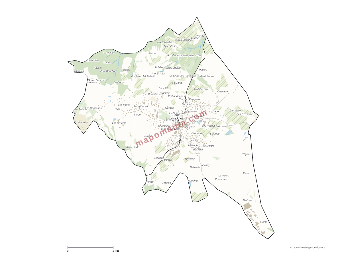 Carte de Saint-Laurent-d'Agny à personnaliser