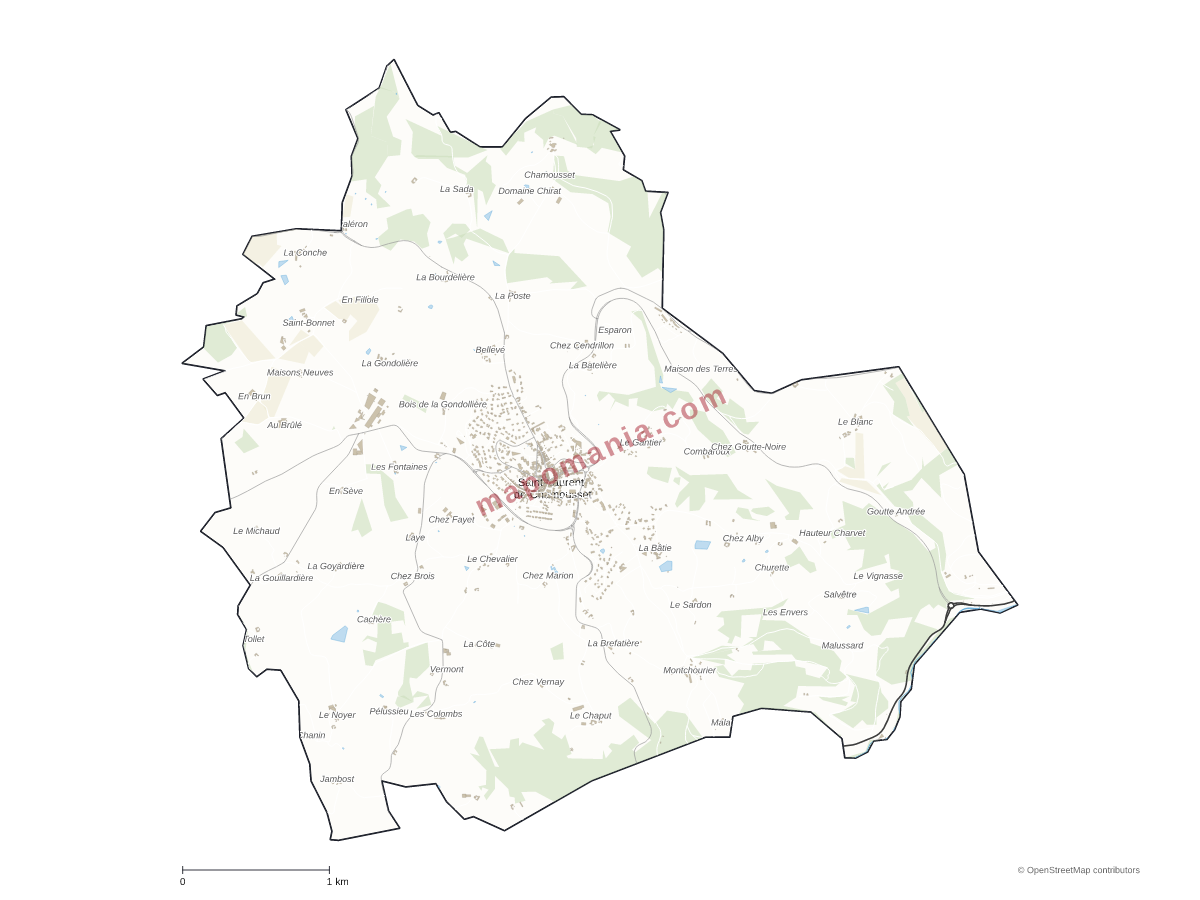 Carte de Saint-Laurent-de-Chamousset à personnaliser