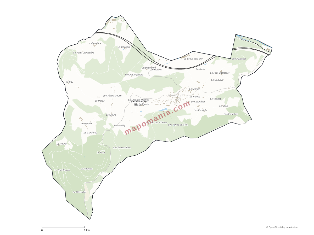 Carte de Saint-Marcel-l'Éclairé à personnaliser