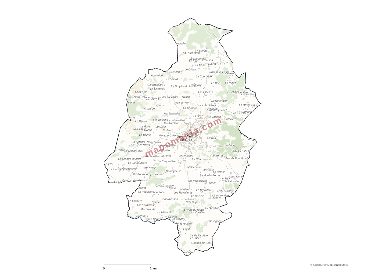 Carte de Saint-Martin-en-Haut à personnaliser