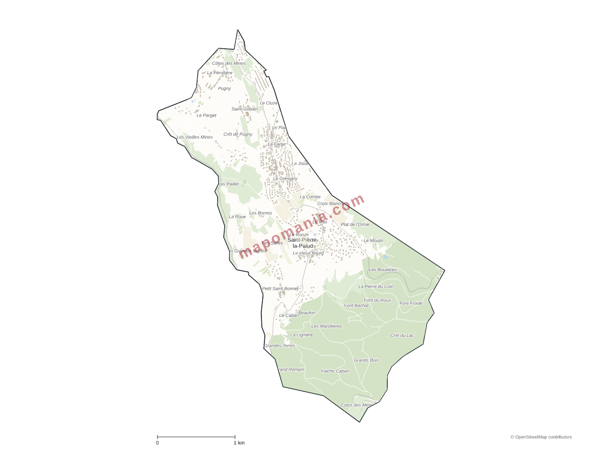 Carte de Saint-Pierre-la-Palud à personnaliser