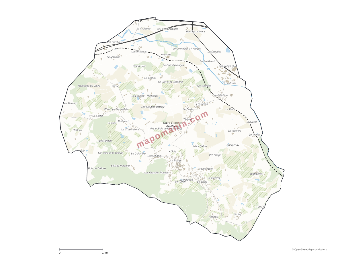Carte de Saint-Romain-de-Popey à personnaliser