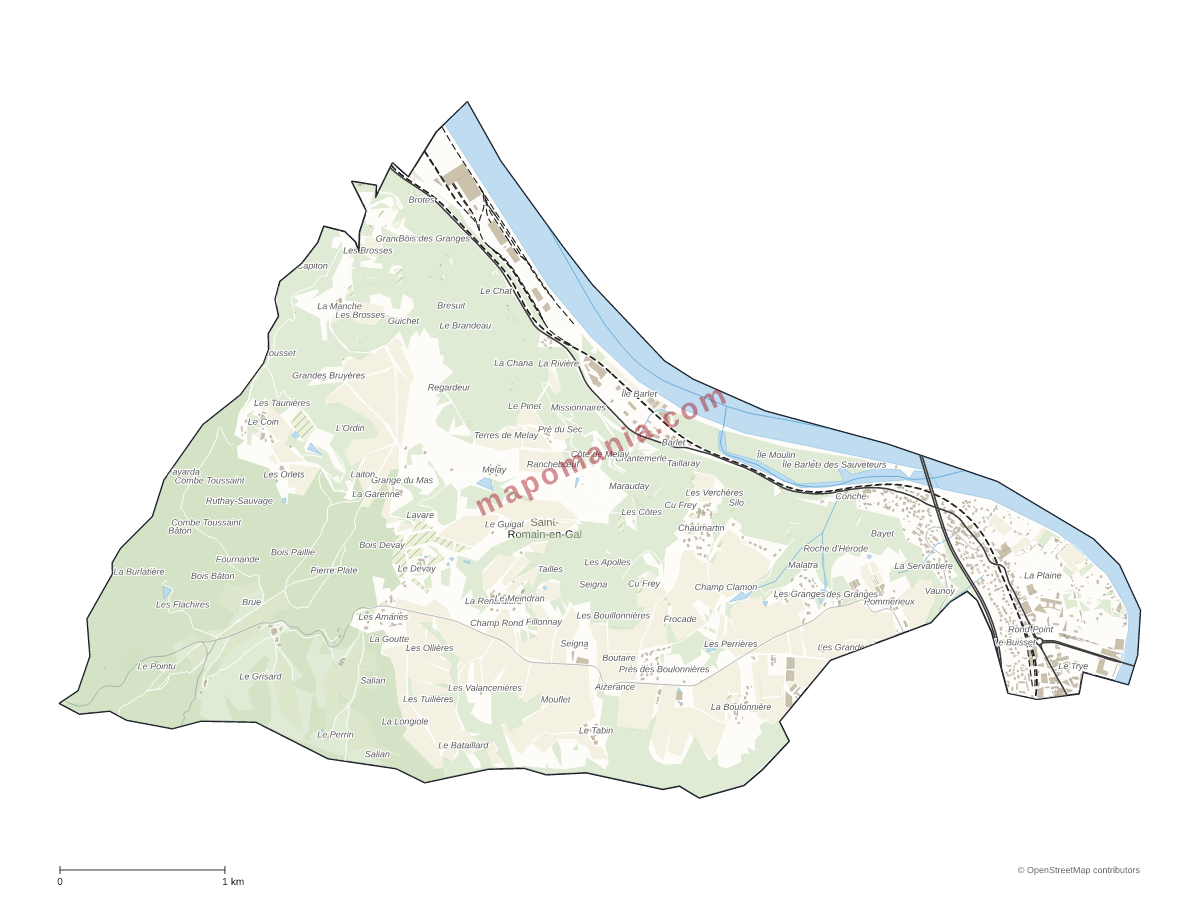 Carte de Saint-Romain-en-Gal à personnaliser