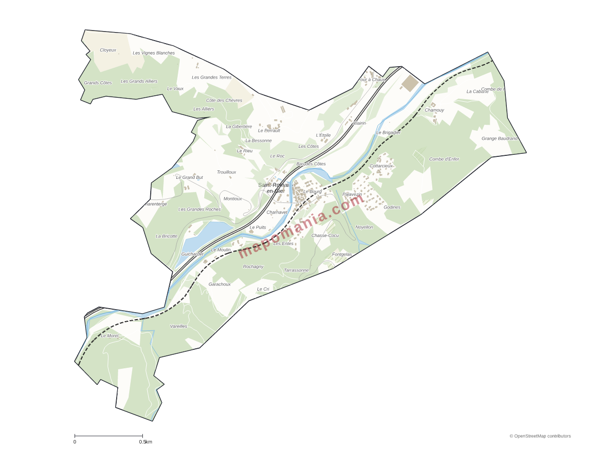 Carte de Saint-Romain-en-Gier à personnaliser