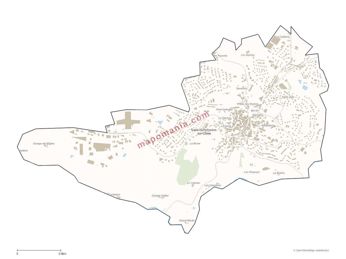 Carte de Saint-Symphorien-sur-Coise à personnaliser