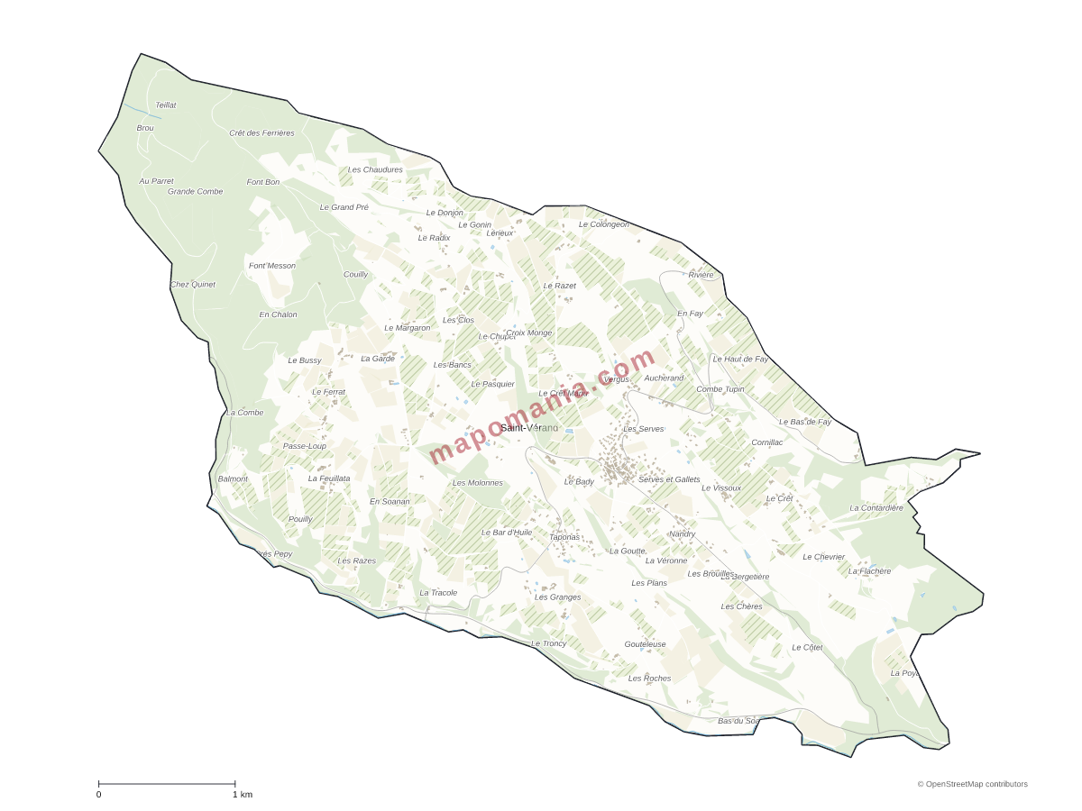 Carte de Saint-Vérand à personnaliser