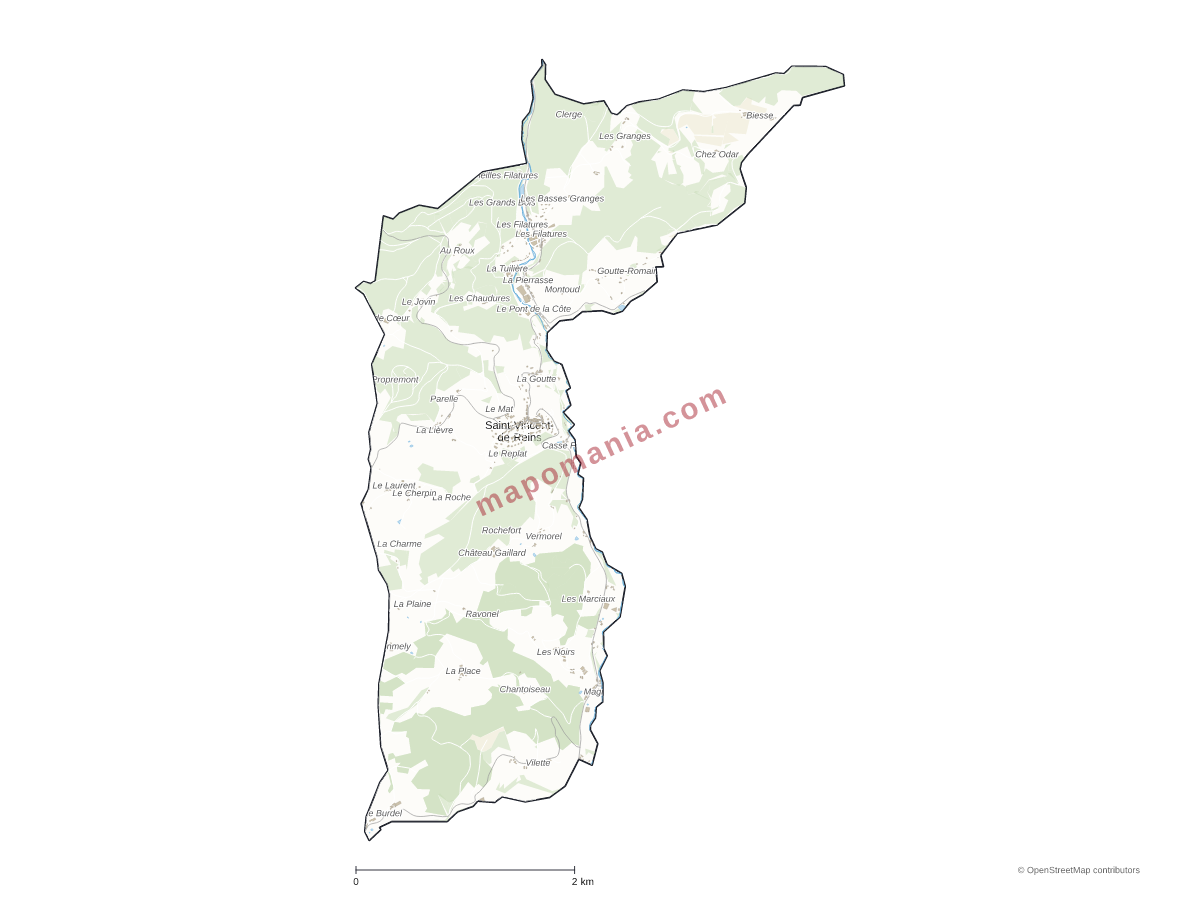 Carte de Saint-Vincent-de-Reins à personnaliser