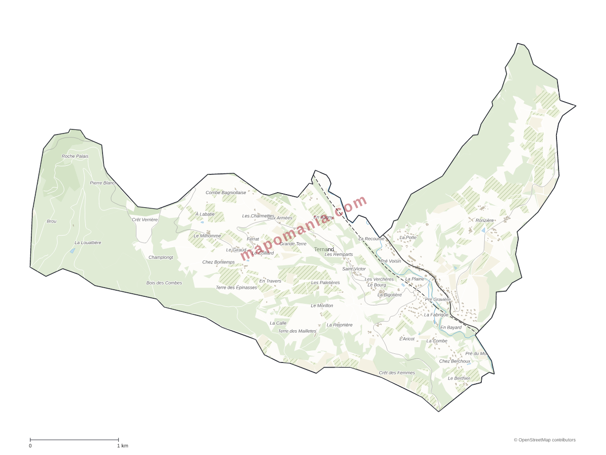 Carte de Ternand à personnaliser