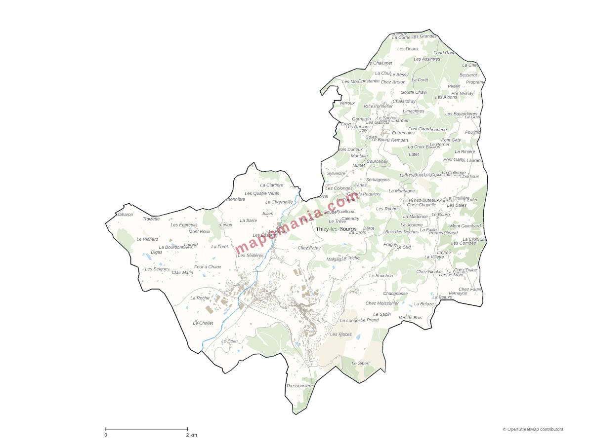 Carte de Thizy-les-Bourgs à personnaliser