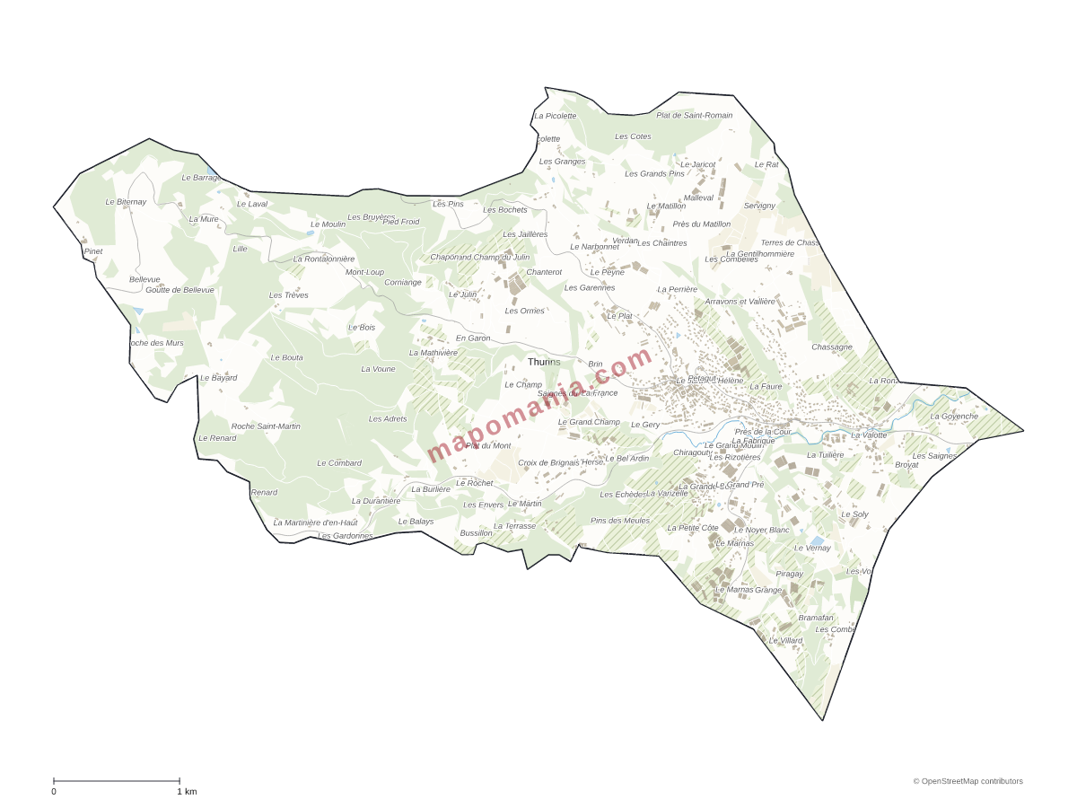 Carte de Thurins à personnaliser