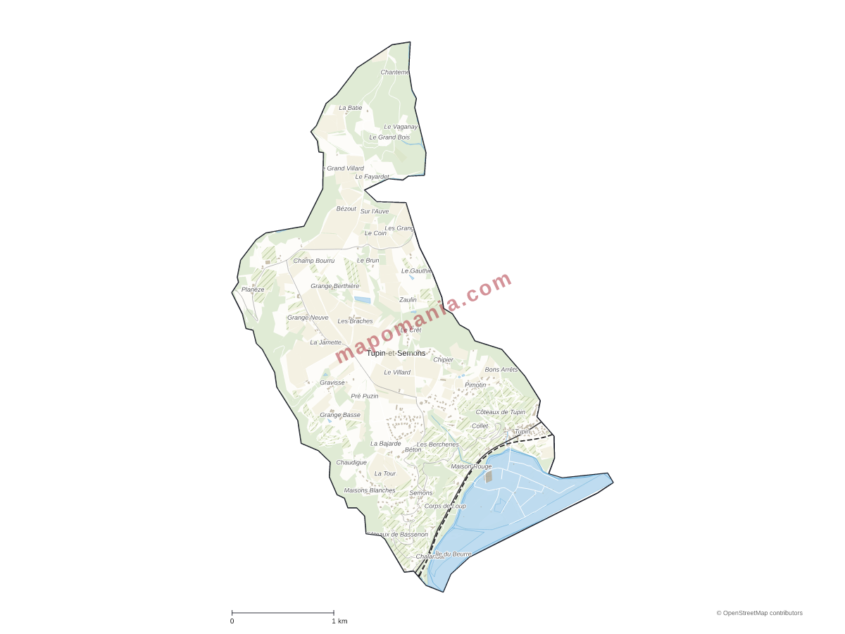 Carte de Tupin-et-Semons à personnaliser