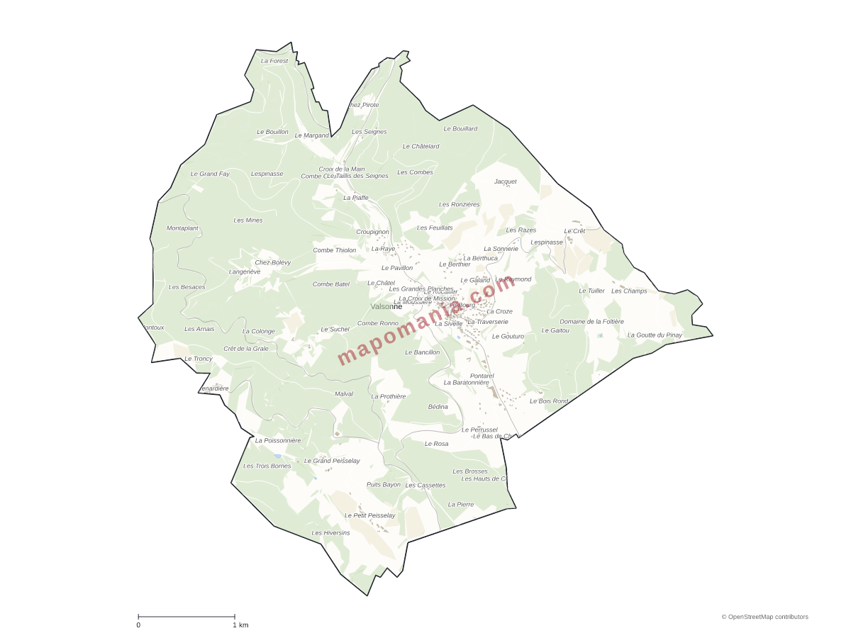 Carte de Valsonne à personnaliser