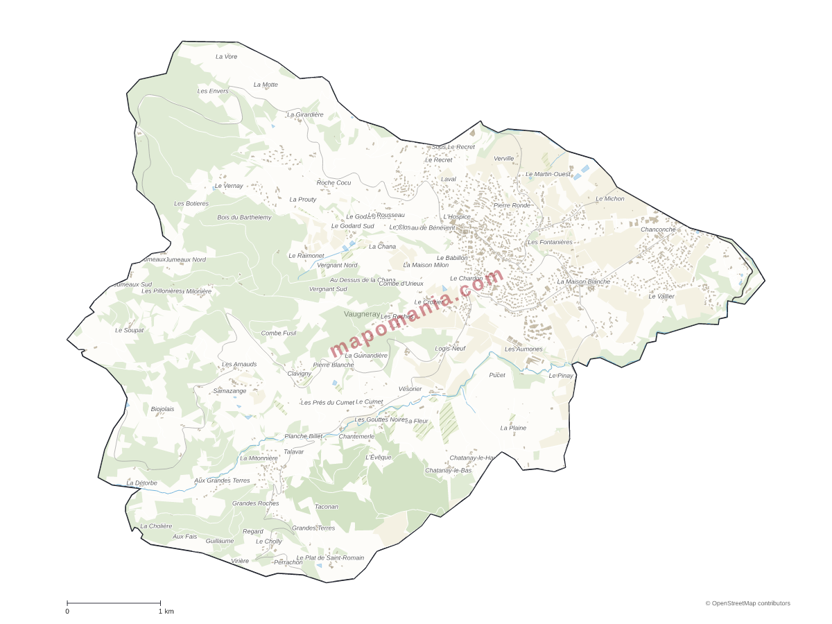 Carte de Vaugneray à personnaliser
