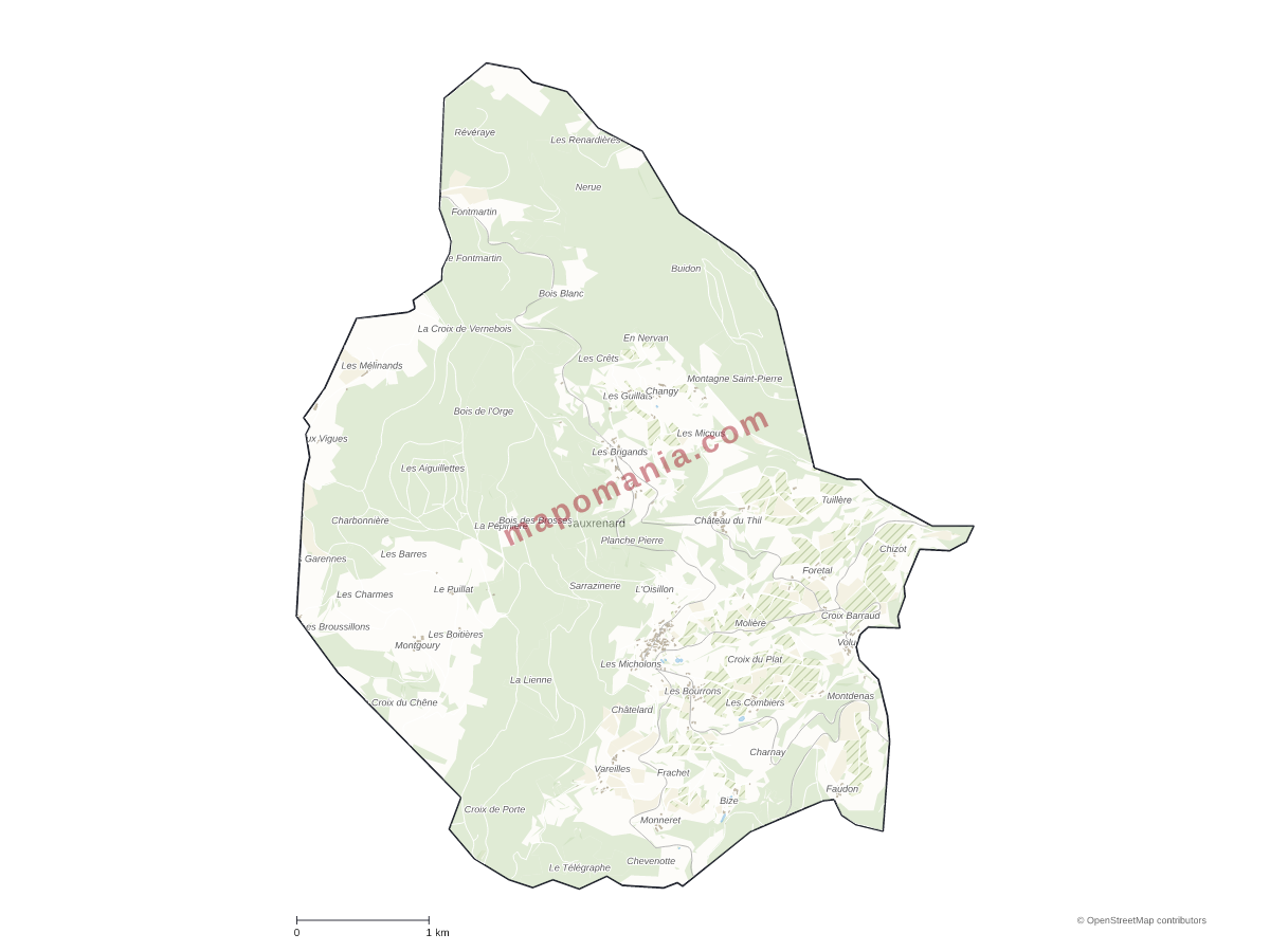 Carte de Vauxrenard à personnaliser