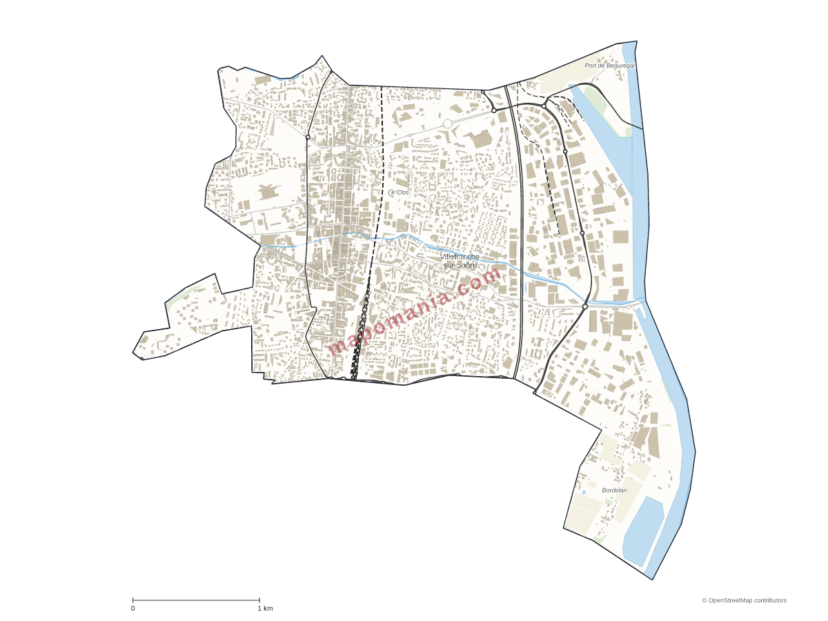 Carte de Villefranche-sur-Saône à personnaliser
