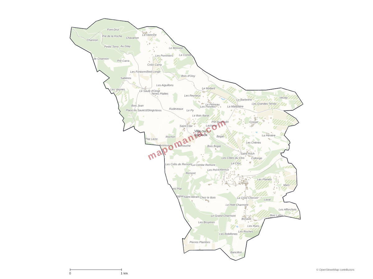 Carte de Ville-sur-Jarnioux à personnaliser
