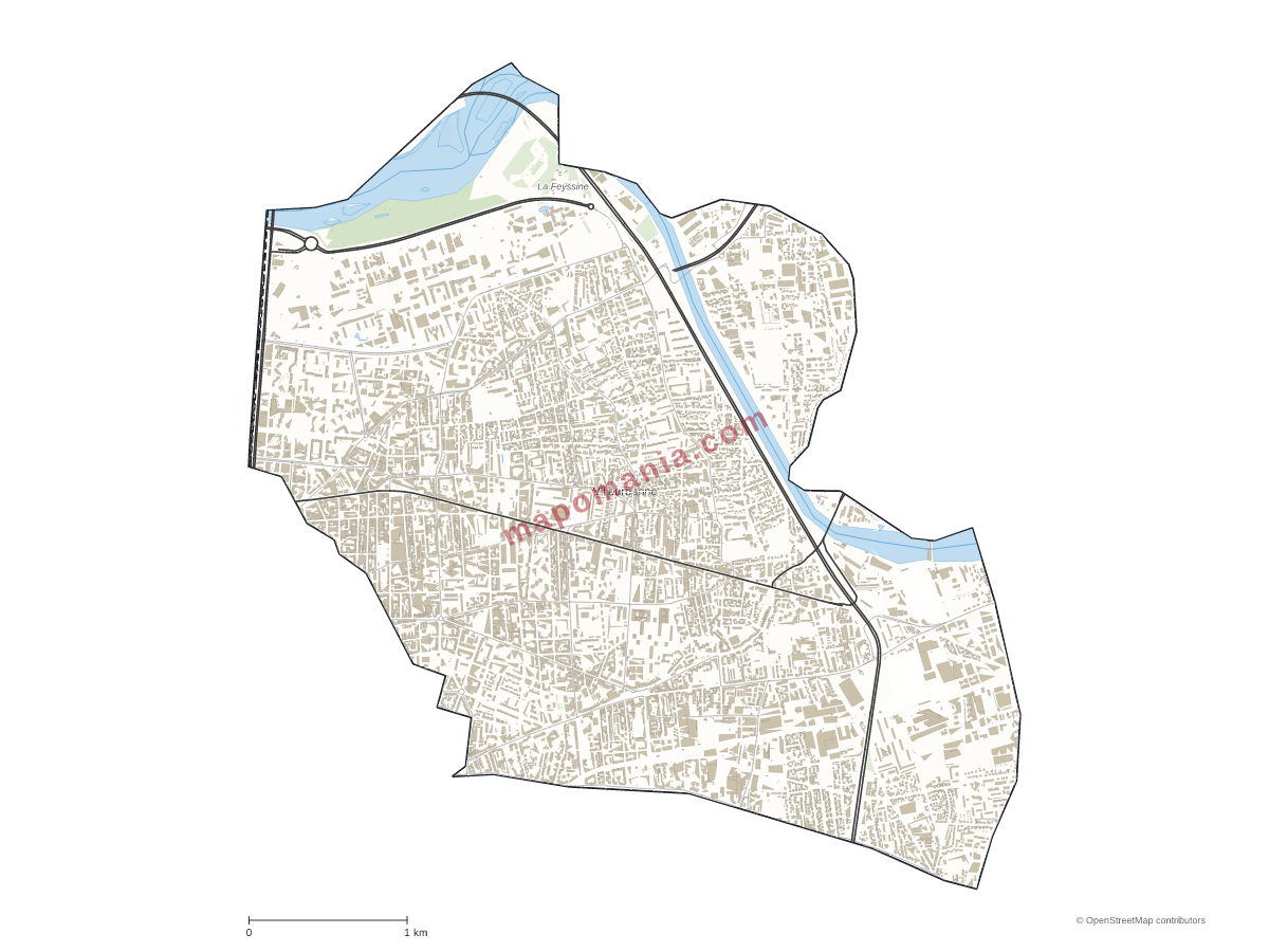 Carte de Villeurbanne à personnaliser