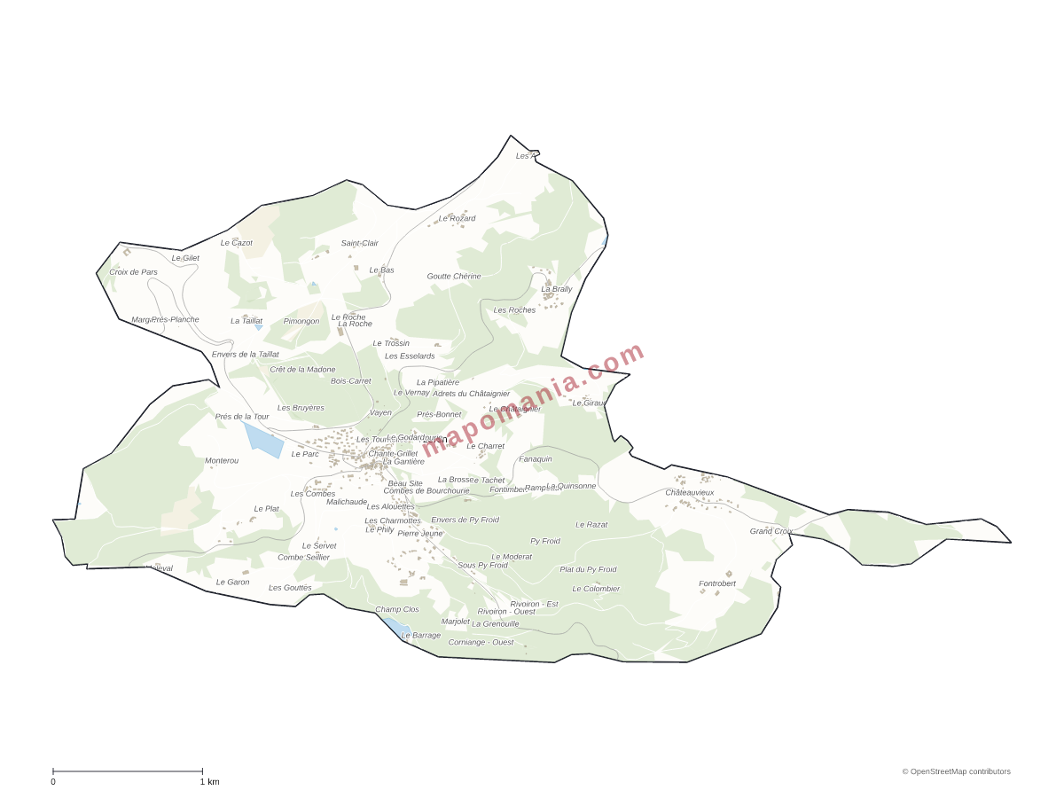 Carte de Yzeron à personnaliser