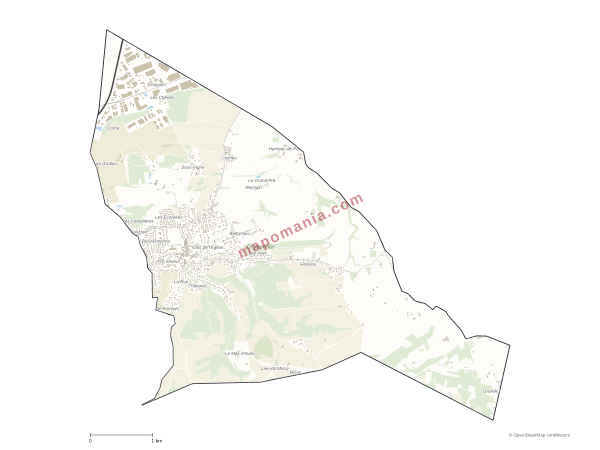 Carte de Chaponnay à personnaliser
