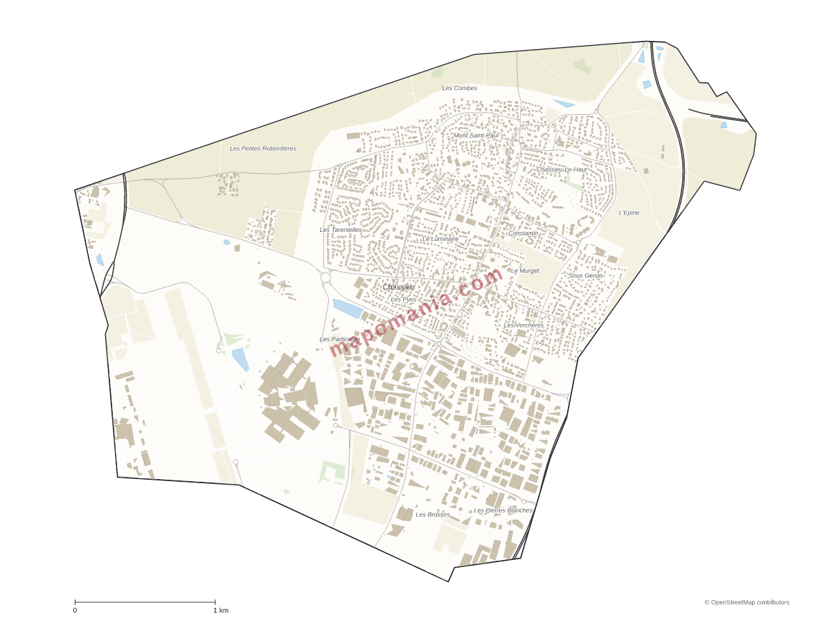 Carte de Chassieu à personnaliser