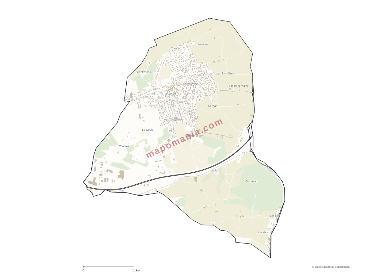Carte de Communay à personnaliser
