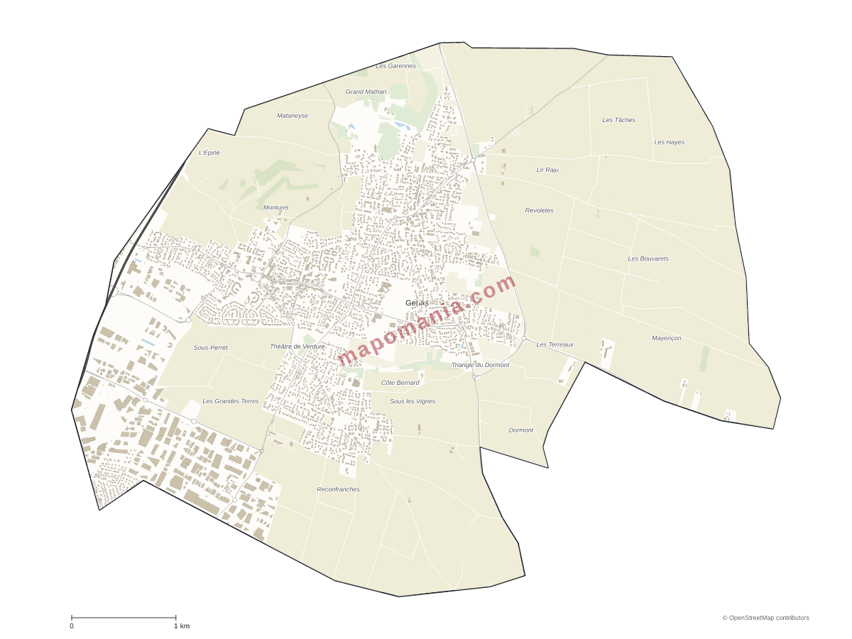 Carte de Genas à personnaliser