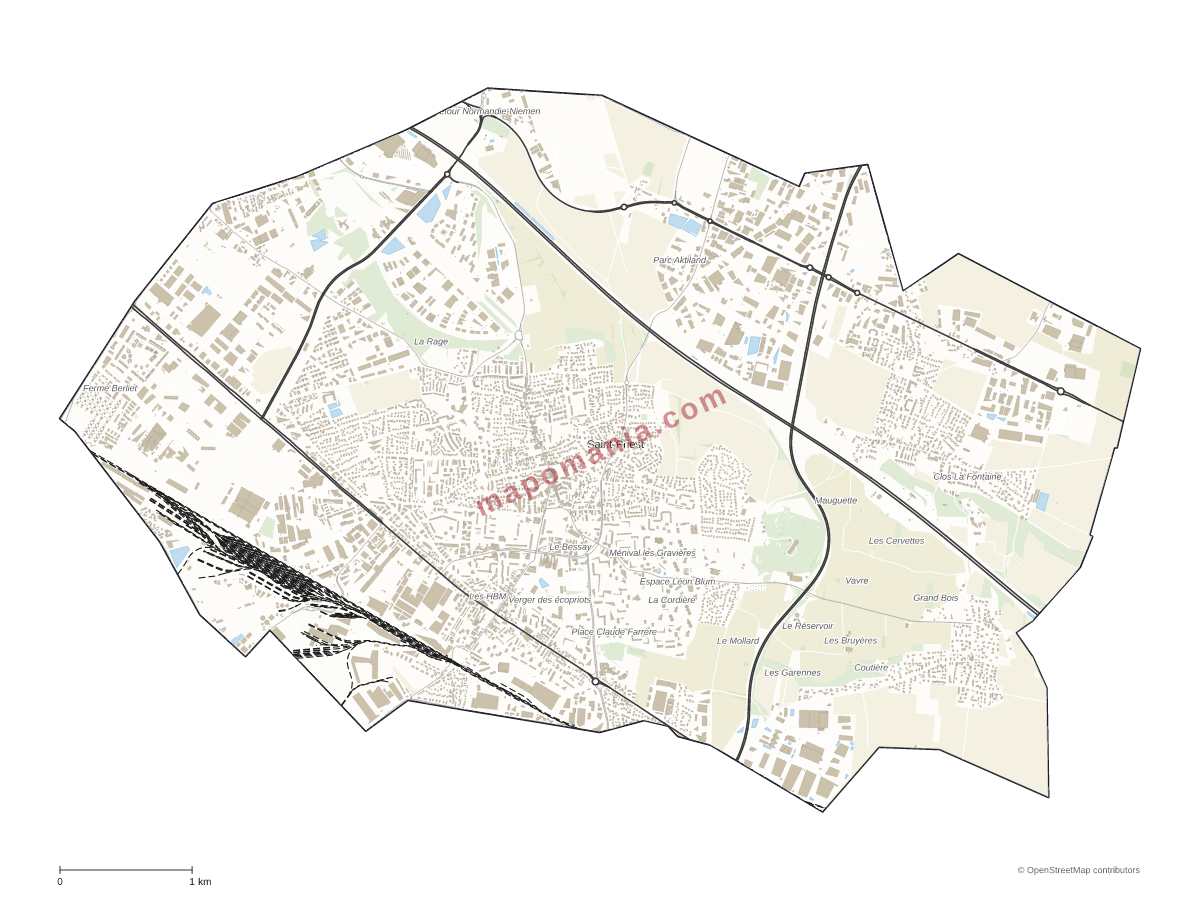 Carte de Saint-Priest à personnaliser