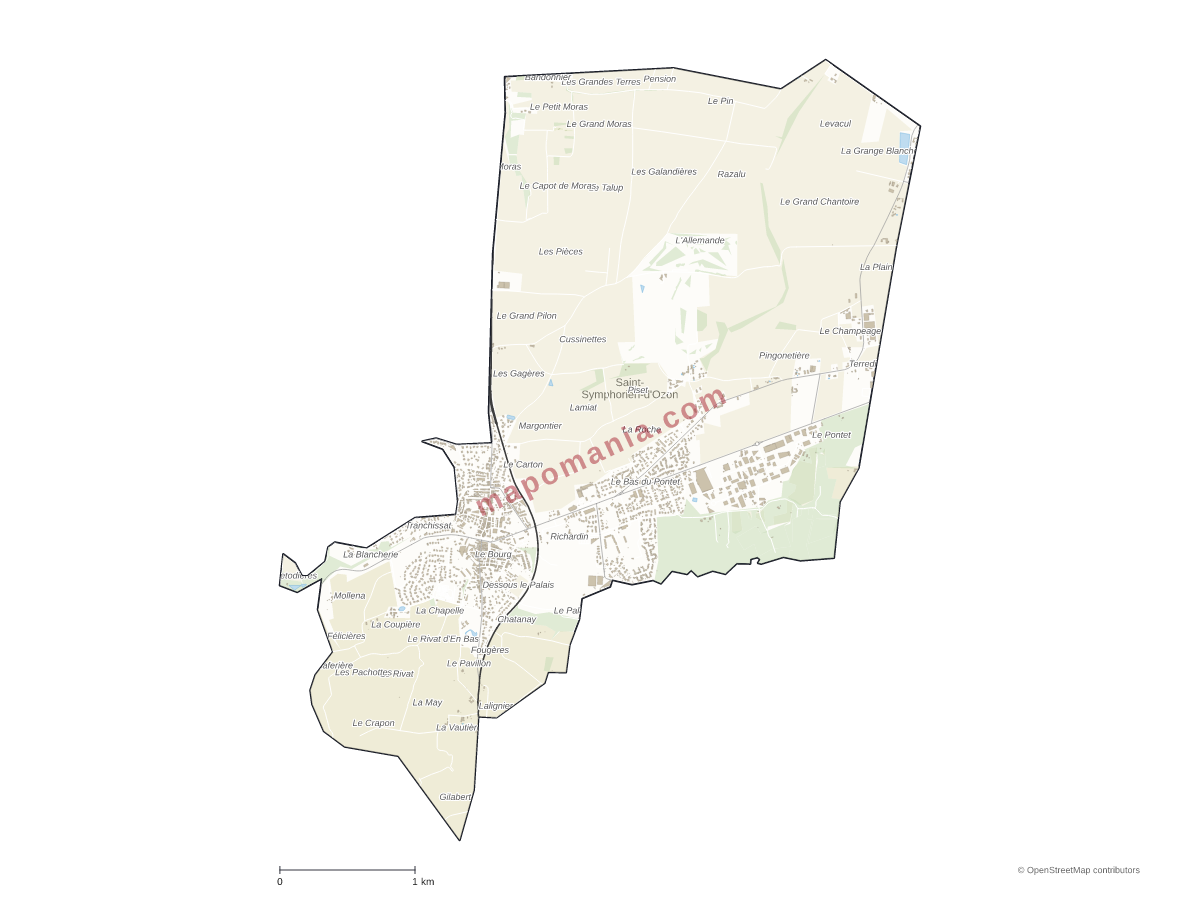Carte de Saint-Symphorien-d'Ozon à personnaliser